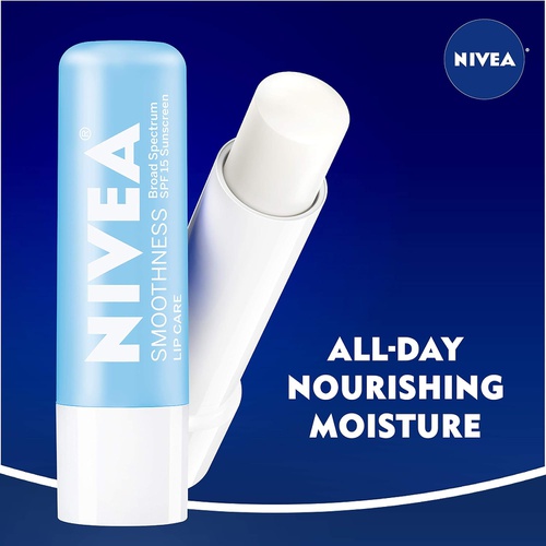  NIVEA Smoothness Lip Care - Broad Spectrum SPF 15 Moisturizing Lip Balm - Pack of 4