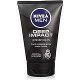 Nivea Men Deep Impact Intense Clean Face and Beard Wash - Black Carbon, 100 ml (3.3 oz)