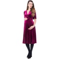 NOM Maternity Genevieve Maternity + Nursing Velvet Wrap Dress