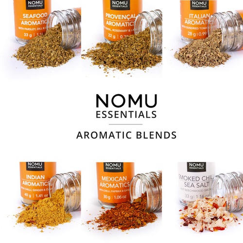 NOMU 24-Piece Starter Variety Set of Spices, Herbs, Chilis, Salts and Seasoning Blends Kit | 24.1 Oz | Non-irradiated, No MSG or Preservatives