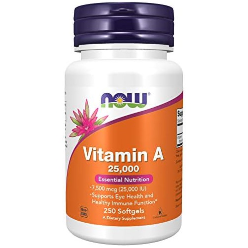  NOW Supplements, Vitamin A (Fish Liver Oil) 25,000 IU, Essential Nutrition, 250 Softgels