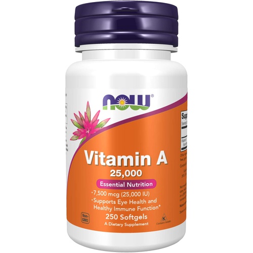  NOW Supplements, Vitamin A (Fish Liver Oil) 25,000 IU, Essential Nutrition, 250 Softgels