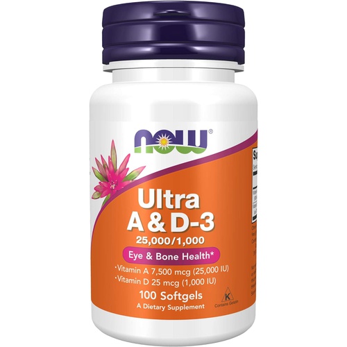  NOW Supplements, Vitamin A & D3 25,000/1,000 IU, Eye Health*, Essential Nutrition, 100 Softgels