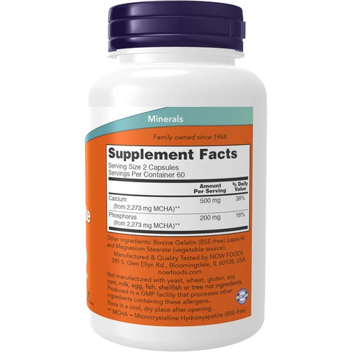  NOW Supplements, Calcium Hydroxyapatite Caps, Supports Bone Health*, 120 Capsules