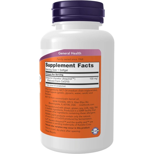  NOW Supplements, Ubiquinol 100 mg, High Bioavailability (the Active Form of CoQ10), 120 Softgels