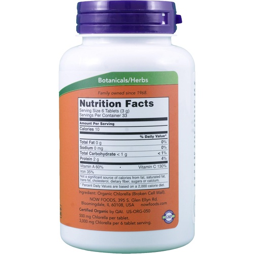  Now Foods Organic Chlorella 500 mg Tablets, 200 Count (Pack of 2)