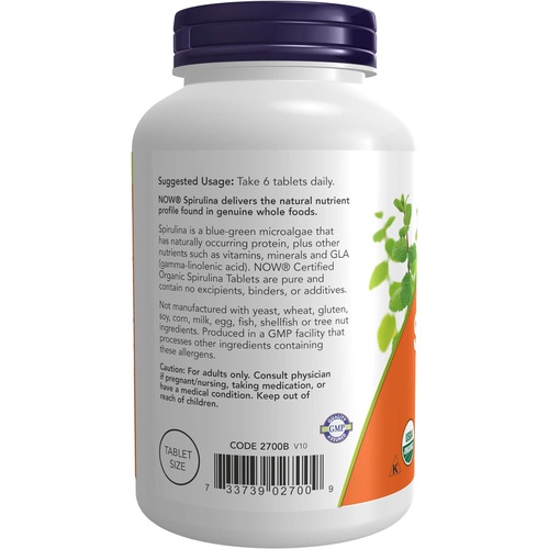  Now Foods Organic Spirulina Tablets, 500