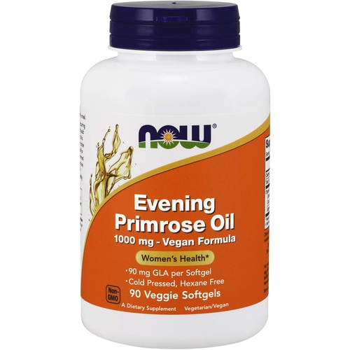  NOW Supplements, Evening Primrose Oil 1000 mg, Cold Pressed, Hexane Free, Vegan Formula, 90 Veg Softgels