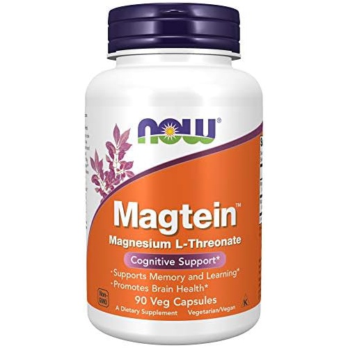  NOW Supplements, Magtein with patented form of Magnesium (Mg), Cognitive Support*, 90 Veg Capsules