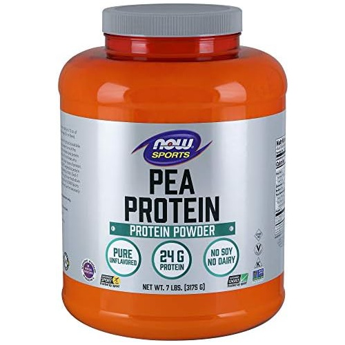  NOW Sports Nutrition, Pea Protein 24 g, Fast Absorbing, Unflavored Powder, 7-Pound