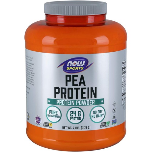  NOW Sports Nutrition, Pea Protein 24 g, Fast Absorbing, Unflavored Powder, 7-Pound