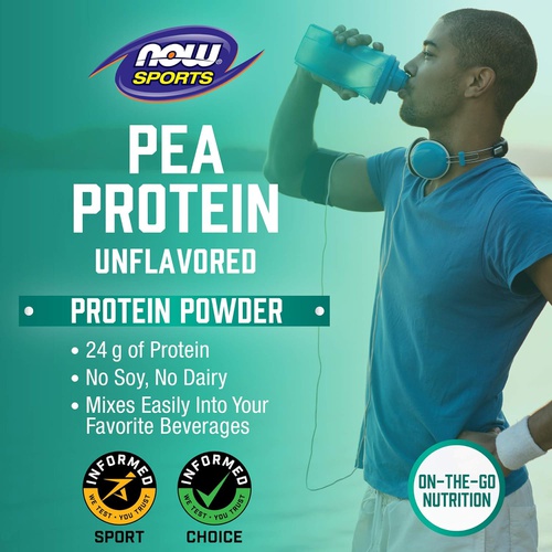  NOW Sports Nutrition, Pea Protein 24 g, Fast Absorbing, Unflavored Powder, 7-Pound