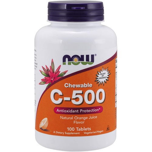  NOW Supplements, Vitamin C-500, Antioxidant Protection*, Orange Juice Flavor, 100 Chewable Lozenges