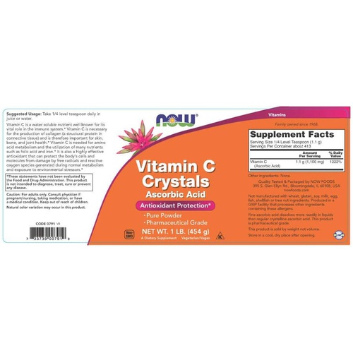  NOW Supplements, Vitamin C Crystals (Ascorbic Acid), Antioxidant Protection*, 8-Ounce