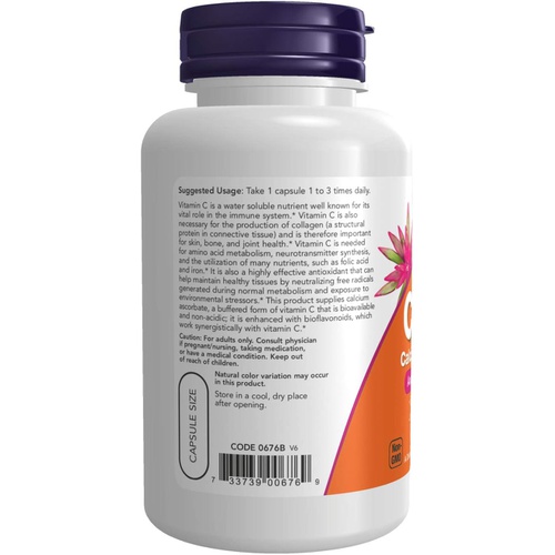  NOW Supplements, Vitamin C-500 Calcium Ascorbate, Antioxidant Protection*, 100 Veg Capsules