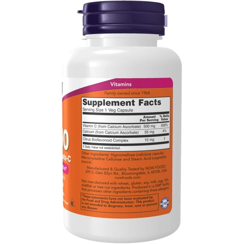  NOW Supplements, Vitamin C-500 Calcium Ascorbate, Antioxidant Protection*, 100 Veg Capsules