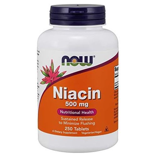  NOW Supplements, Niacin (Vitamin B-3) 500 mg, Sustained Release, Nutritional Health, 250 Tablets