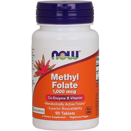  NOW Supplements, Methyl Folate 1,000 mcg, Metabolically Active Folate*, Co-Enzyme B Vitamin, 90 Tablets