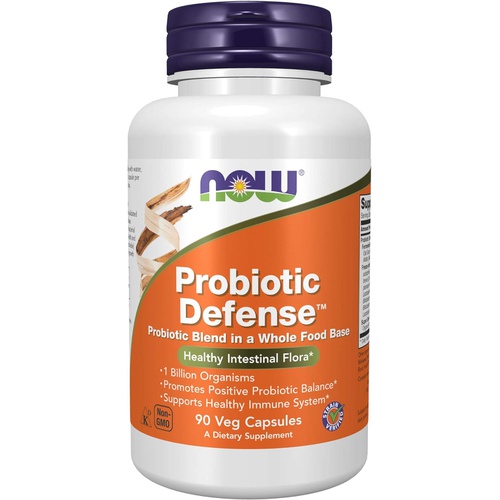  NOW Supplements, Probiotic Defense, Probiotic Blend in a Whole Food Base with 1 Billion Organisms, 90 Veg Capsules