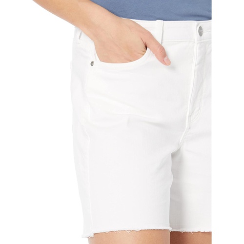  NYDJ High-Rise A-Line Shorts Fray Hem in Optic White