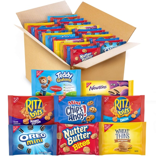  Nabisco OREO Mini, CHIPS AHOY! Mini, Nutter Butter Bites, RITZ Bits Cheese, RITZ Bits Peanut Butter, Teddy Grahams Cinnamon, Wheat Thins, Fig Newtons, Cookies & Crackers Variety Pack Snack