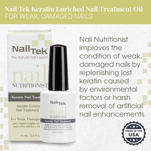  Nail Tek Nail Nutritionist, Keratin Enriched Nail Treatment Oil for Weak and Damaged Nails, 0.5 oz, 2-Pack