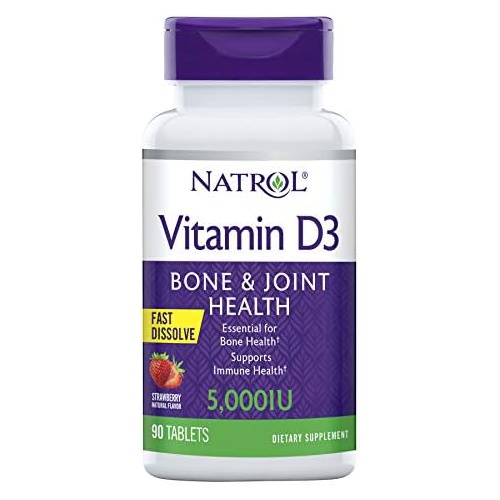  Natrol Vitamin D3 Fast Dissolve 5000 IU Capsules, Support Your Immune Health, Strawberry, 90 Count