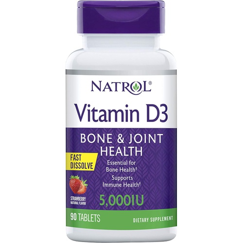  Natrol Vitamin D3 Fast Dissolve 5000 IU Capsules, Support Your Immune Health, Strawberry, 90 Count