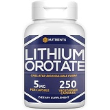 Natural Stacks Lithium Orotate 5 mg (250 Capsules) Memory Supplement for Brain & Mood Support - Chelated Lithium Mood Enhancer Memory Pills for Brain - Gluten free, Dairy free, Soy free