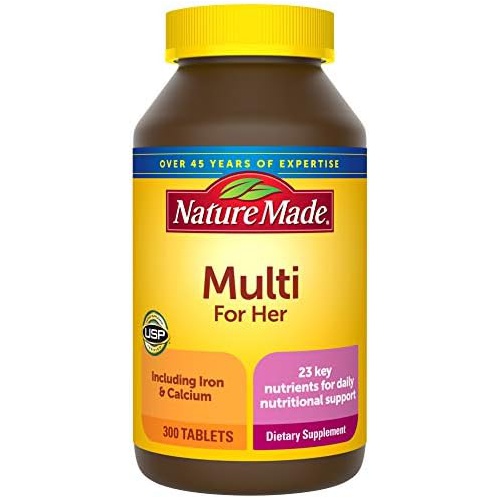  Nature Made Multivitamin for Her, Dietary Supplement for Daily Nutritional Support, 300 Tablets, 300 Day Supply