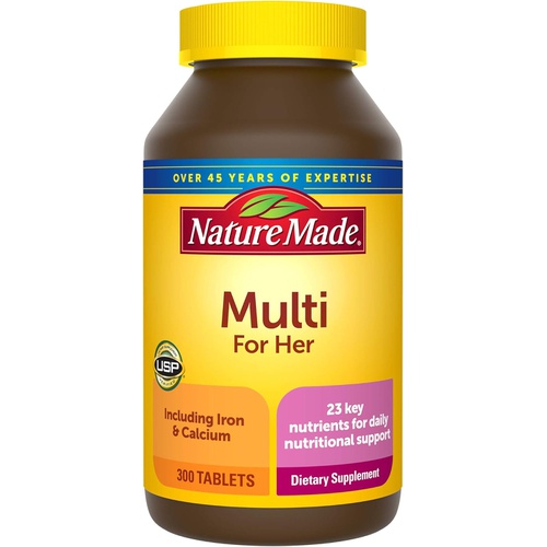  Nature Made Multivitamin for Her, Dietary Supplement for Daily Nutritional Support, 300 Tablets, 300 Day Supply