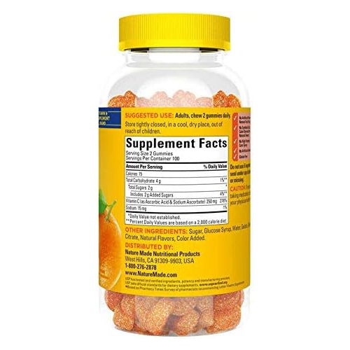  Nature Made Adult Gummies 200 CT Vitamin C Dietary Supplement, Orange