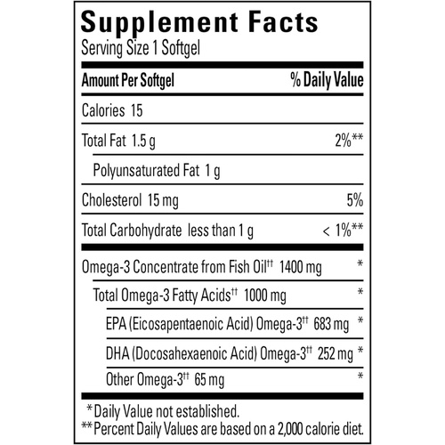  Nature Made Burp Less Ultra Omega 3 Fish Oil 1400 mg, Fish Oil Supplements, Omega 3 Supplement for Healthy Heart, Brain and Eyes Support, One Per Day, 45 Softgels