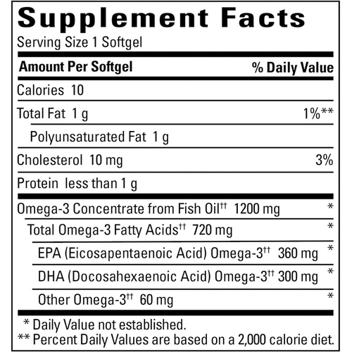  Nature Made Burp Less Omega 3 Fish Oil 1200 mg, Fish Oil Supplements as Ethyl Esters, Omega 3 Fish Oil for Healthy Heart, Brain and Eyes Support, One Per Day, Omega 3 Supplement wi