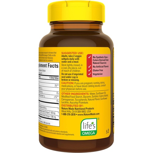  Nature Made Algae 540 mg Omega 3 Supplement, 70 Vegetarian Softgels, A Sustainable, Plant-Based for Healthy Heart, Brain, and Eye Support