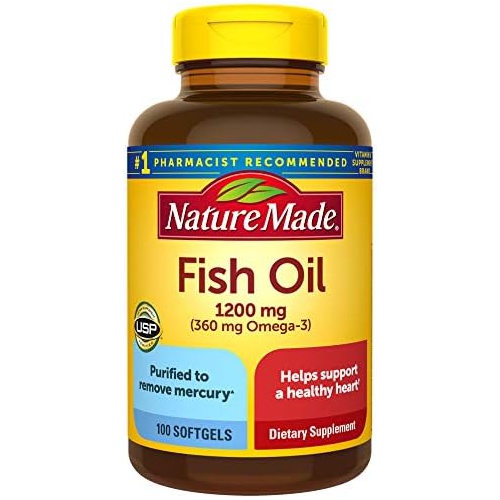  Nature Made Fish Oil 1200 mg Softgels, Fish Oil Supplements, Omega 3 Fish Oil for Healthy Heart Support, Omega 3 Supplement with 150 Softgels, 75 Day Supply