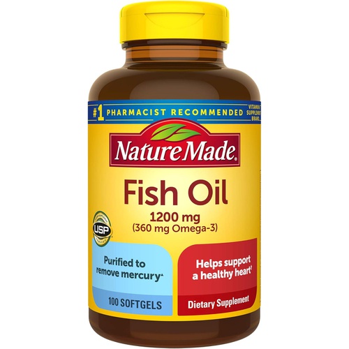  Nature Made Fish Oil 1200 mg Softgels, Fish Oil Supplements, Omega 3 Fish Oil for Healthy Heart Support, Omega 3 Supplement with 230 Softgels, 115 Day Supply