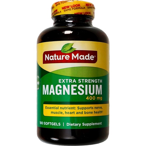  Nature Made Extra-Strength Magnesium 400mg, 180 Dietary Softgels