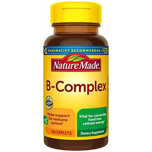  Nature Made B Complex With Vitamin C, Dietary Supplement for Immune System Support, 100 Caplets, 100 Day Supply