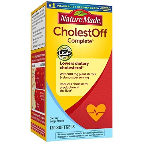  Nature Made CholestOff Complete, Dietary Supplement for Heart Health Support, 120 Softgels, 20 Day Supply