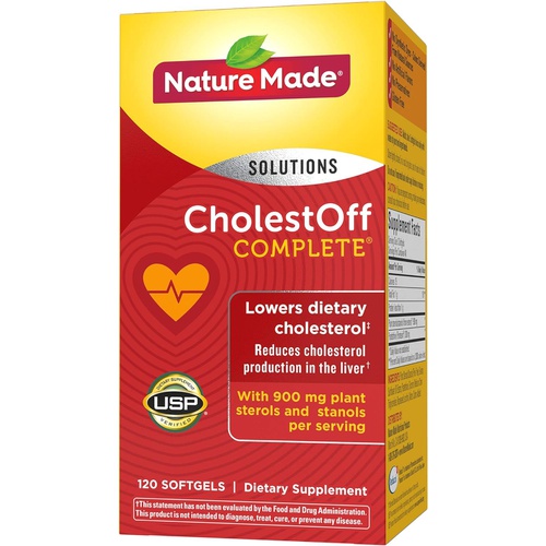  Nature Made CholestOff Complete, Dietary Supplement for Heart Health Support, 120 Softgels, 20 Day Supply