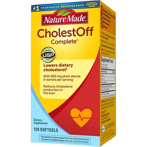  Nature Made CholestOff Complete, Dietary Supplement for Heart Health Support, 120 Softgels, 20 Day Supply