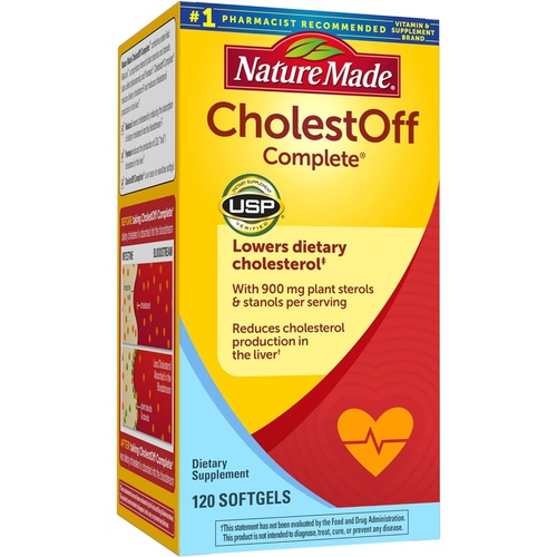  Nature Made CholestOff Complete, Dietary Supplement for Heart Health Support, 120 Softgels, 20 Day Supply