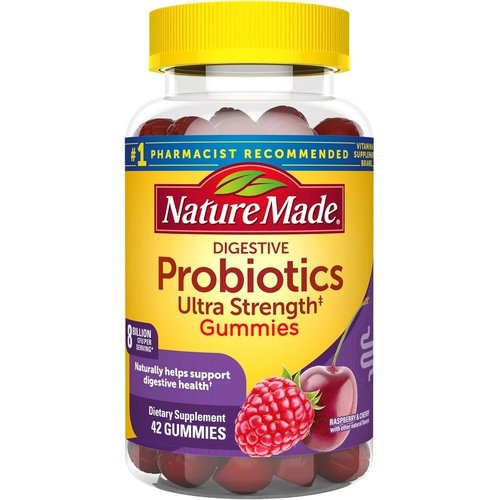  Nature Made Ultra Strength Digestive Probiotics, Dietary Supplement for Digestive Health Support, 42 Probiotic Gummies, 21 Day Supply