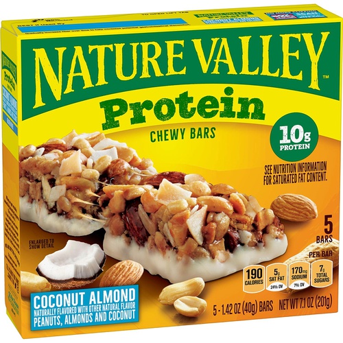  Nature Valley Protein Chewy Granola Bars, Coconut Almond, Gluten Free, 5 Bars