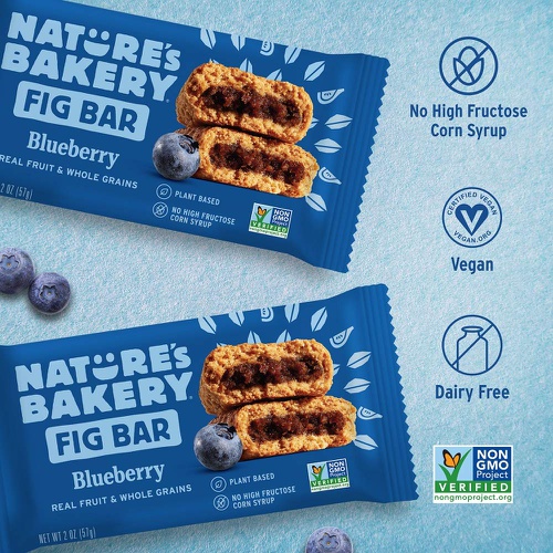  Natures Bakery Nature’s Bakery Whole Wheat Fig Bars, Blueberry, Real Fruit, Vegan, Non-GMO, Snack bar, Twin packs- 12 count