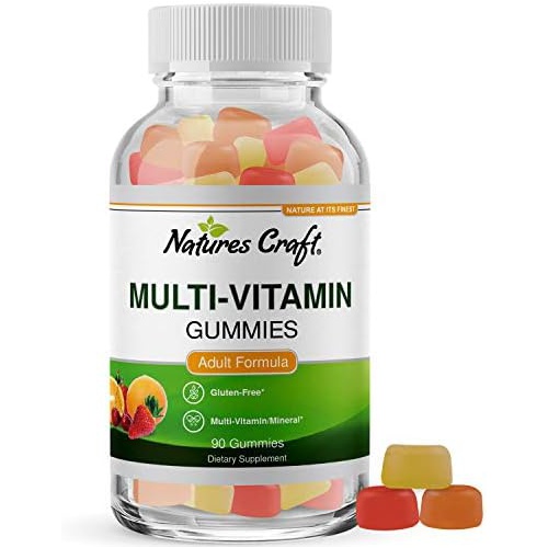  Natures Craft Multivitamin Gummies for Women & Men with the Perfect Blend of Vitamin A C D E B 12 & Zinc Biotin - Gummy Vitamins for Adults to Improve Immunity & Hair Growth - 90 Halal Gluten &