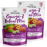 Natures Garden Omega-3 Deluxe Nut Mix with Almonds - Natural & Functional Snacks Delicious & Tasty Flavor Fiber & Healthy Fats - 26 oz (Pack of 2)