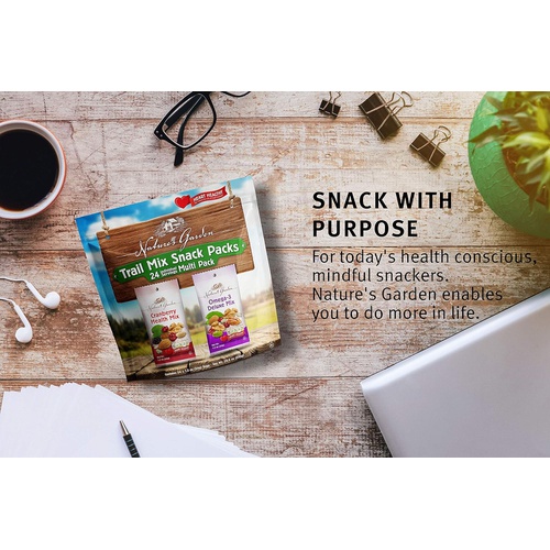  Natures Garden Organic Trail Mix Snack Packs, Multi Pack 1.2 oz - Pack of 24 (Total 28.8 oz)