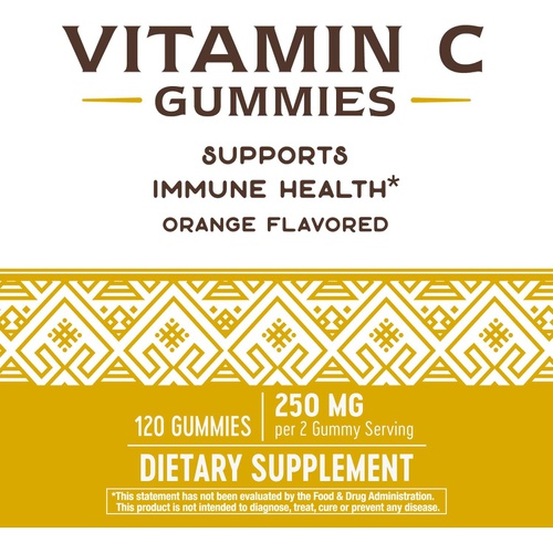  Natures Way Nature’s Way Vitamin C Gummies, For Immune Health, 250 mg per Serving, Orange Flavored, 120 Gummies